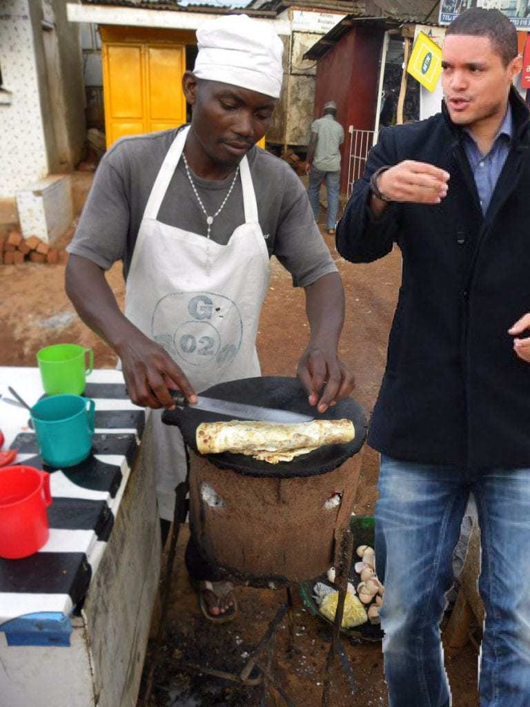 TrevorNoah eating rolex in Uganda Africa