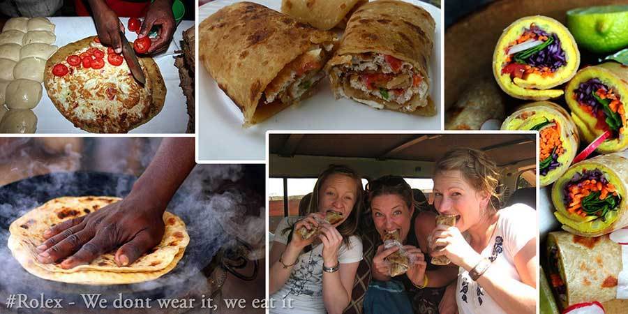 tourists eat rolex in a Uganda Kampala city tour and food tasting